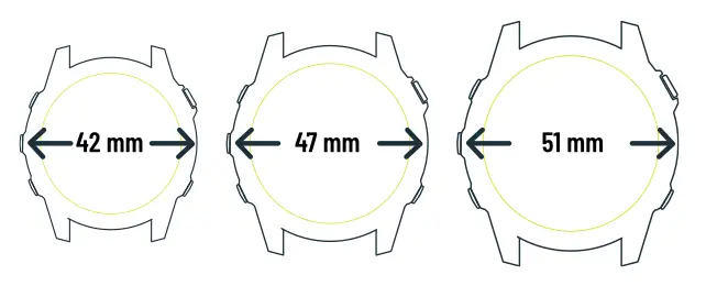 comparatif tailles Garmin Fenix