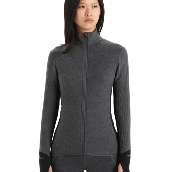Icebreaker Descender Long Sleeve Zip Mujer Gris