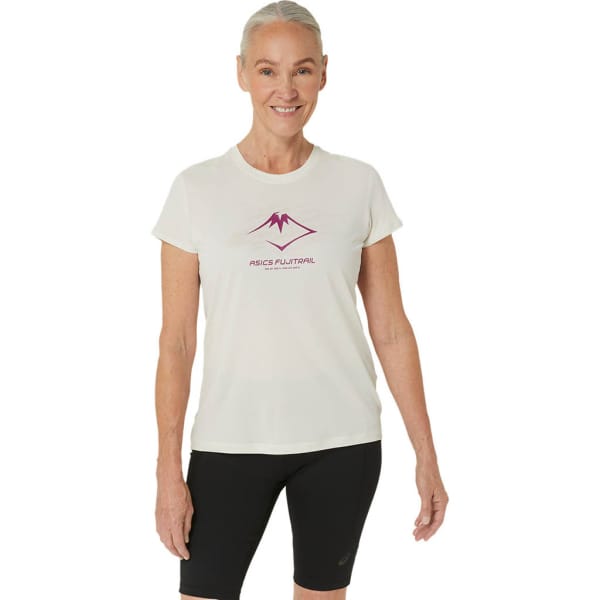 Asics Fujitrail Logo Short Sleeve Top Women Beige