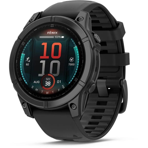 Garmin Fenix E - 47mm - Acier Gray avec bracelet silicone noir Noir