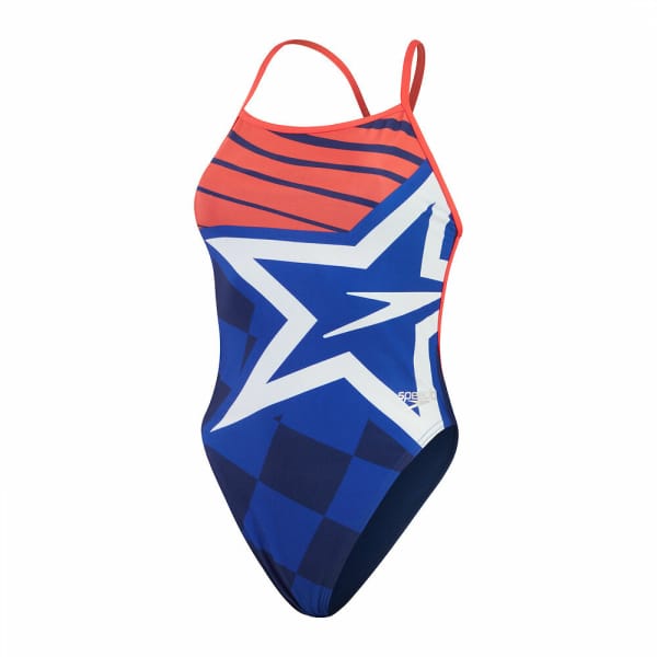 Speedo Womens Placement Digital Vback Femme Bleu