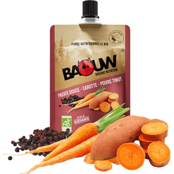 Baouw Purée Bio 90g - Patate Douce-Carotte-Poivre Timut Oranje