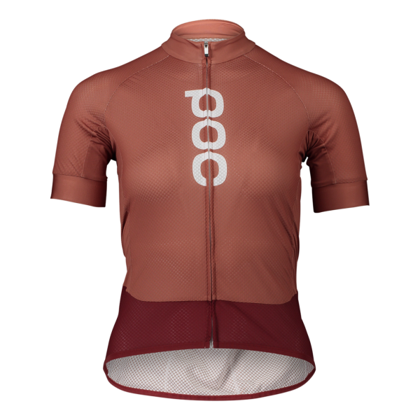 POC W's Essential Road Logo Jersey Himalayan Salt/Garnet Red Donne 