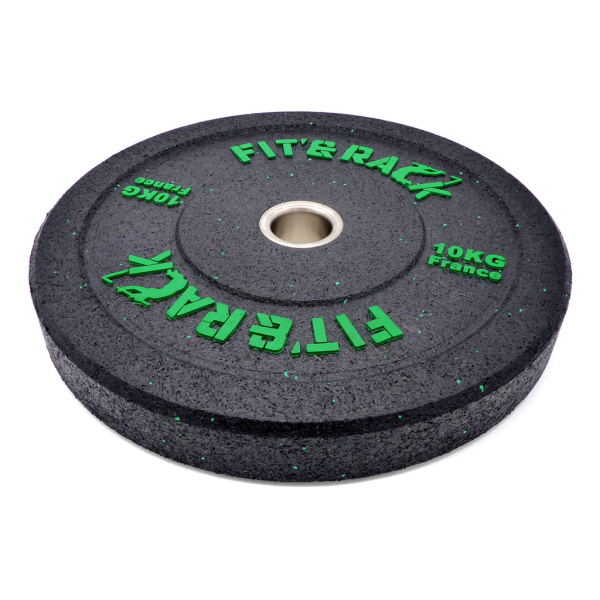 Fit&rack DISQUE OLYMPIQUE - WOD (10 KG - NOIR MOUCHETE VERT) Noir