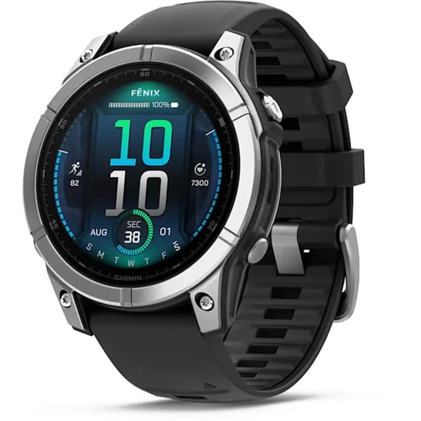 Garmin Fenix E - 47mm - Acier Silver avec bracelet silicone Graphite Argenté