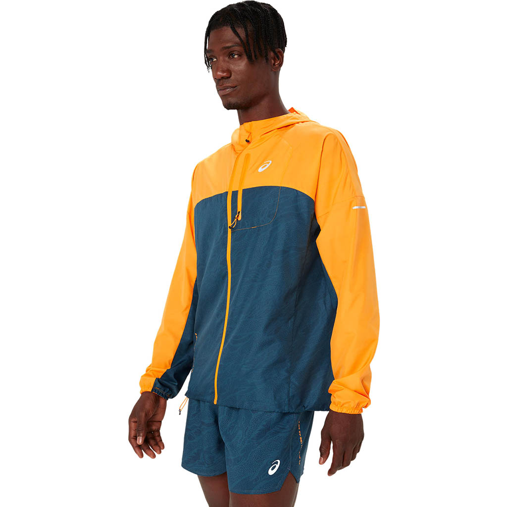 Asics FUJITRAILウインドブレーカー イエロー/サンフラワー Asics Fujitrail Packable Windbreaker Fellow Yellow.Magnetic Blue